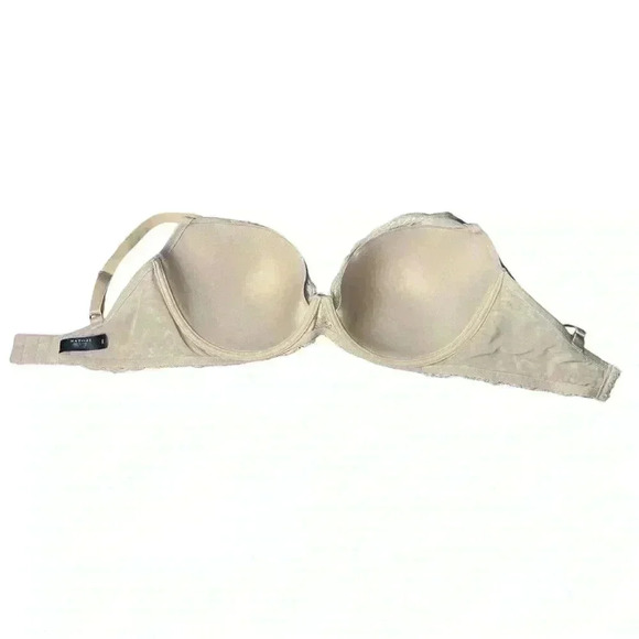 NATORI Beige Nude Cafe Lace Trim Mesh Feathers Plunge T-Shirt Bra | Size 34G - Picture 6 of 8